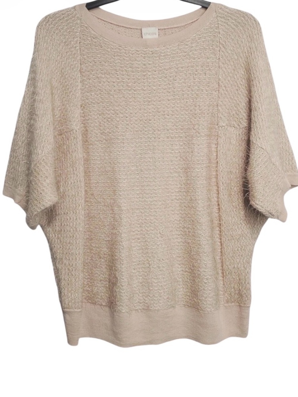Chico's Veranda Blush Shaggy Stitch Beckett Pullover Sweater Size 2